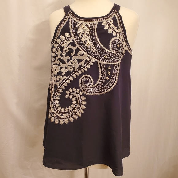 Adrianna Papell Tops - Adrianna Papell Embroidered Swing Tank EUC Sz 6